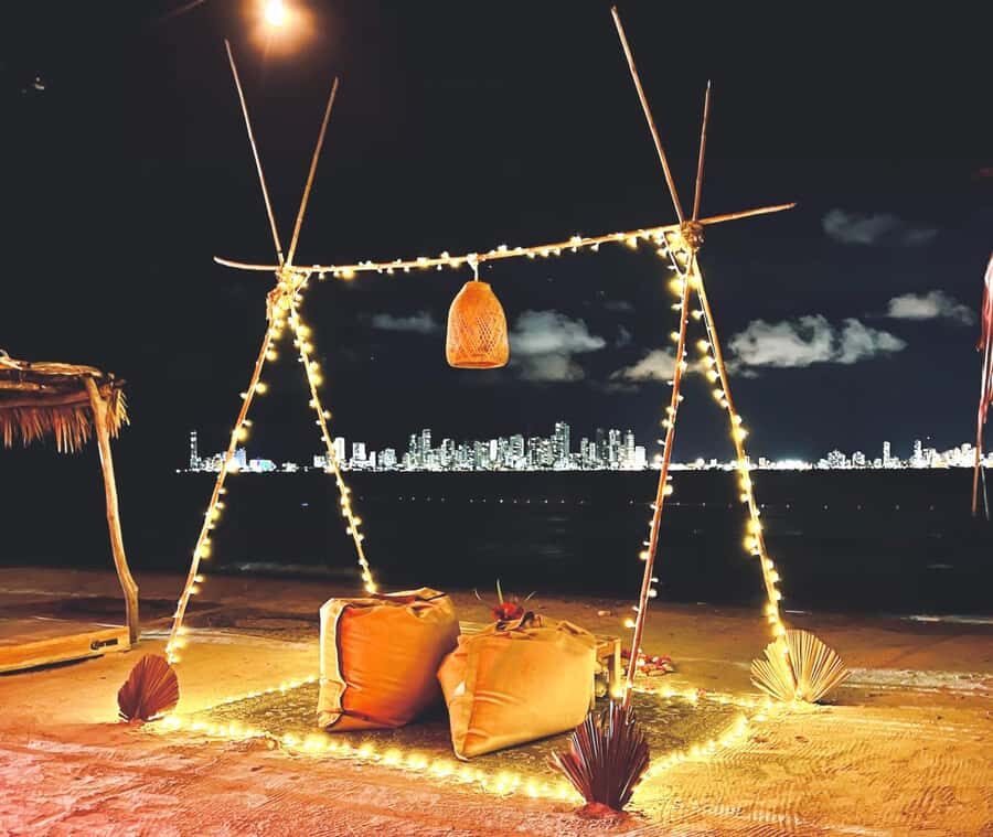 Fenix Beach Island Dinner - Arriving at Fenix Beach: Bonfire, Sand Mandalas, and the DJ Vibe