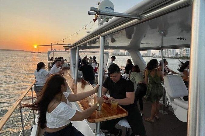 Sunset Navigation through the Bay of Cartagena - Music, Open Bar, and the Golden-Hour Rules